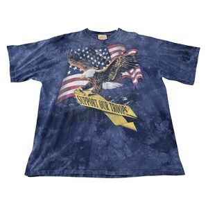 Vintage The Mountain Men's Support Our Troops Bald Eagle Tie Dye Shirt XXL 25x32